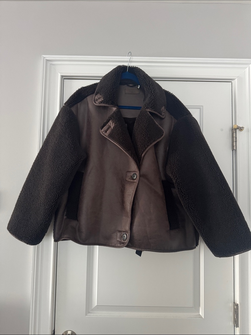 Blank NYC Dark Brown Luck Dip Teddy Sherpa Jacket